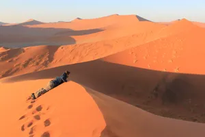 Autor auf der Düne 45, in Namibia